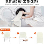VEVOR Stretch Spandex Folding Chair Covers, Universal Fitted Chair Cover, Removable Washable Protective Slipcovers, for Wedding, Holiday, Banquet, Party, Celebration, Dining (30PCS Ivory White) - Image 4