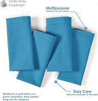 Turquoise Blue Cloth Napkins 18x18 Inch - 12 Pack - Reusable, Absorbent, Soft, Washable Fabric - Hemstitch Mitered Edges - Ideal for Beach Parties, Summer, Outdoor Dining, Dinner - Image 2