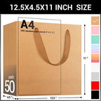 EUSOAR 50pcs 12.5" x4.5" x11" Kraft Paper Bags with Handles, Brown Kraft Paper Bags, Retail Handle Bags, Merchandise Bags, Wedding Party Bags - Image 2