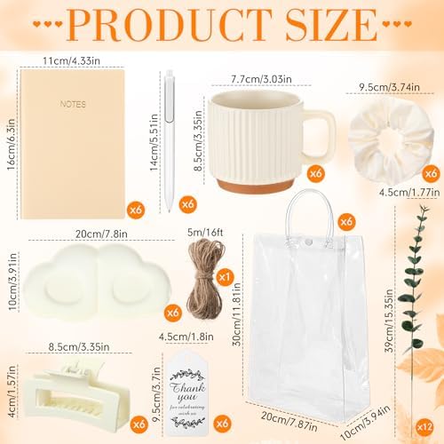 61 Pcs Baby Shower Game Prizes for Winners 6 Sets Creamy White Wedding Bridal Shower Gifts Include Notebook Pen Hair Tie Ceramic Mugs Thank You Card Eucalyptus Leaves Party Gifts for Guests - Image 2