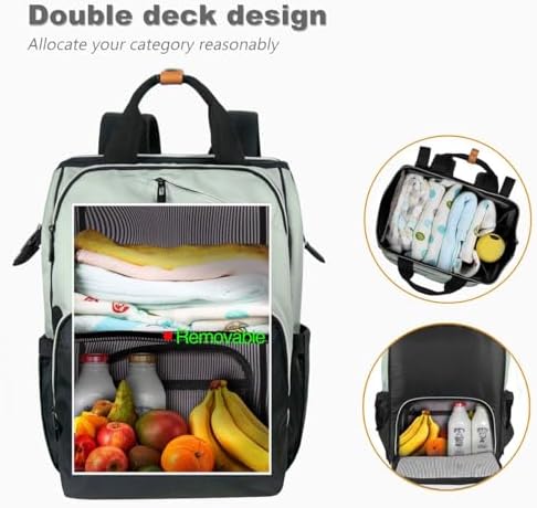 Hap Tim Diaper Bag Backpack,Large Capacity Travel Back Pack Maternity Baby Nappy Changing Bags, Double Compartments with Stroller Straps,Waterproof,Grey Black(US7340-GB) - Image 3