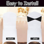 Black Chair Sashes Bows 60Pcs Spandex Chair Sashes Elastic Chair Cover Bands Ties Without Buckle for Wedding Birthday Party Ceremoney Events Decoration - Image 6