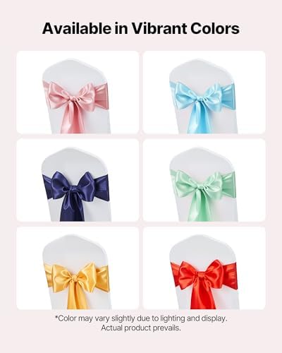 VEVOR Satin Chair Sashes Bows, Chair Ribbon Ties Back Sash, 7 x 108 inch, Wedding Reception Decoration, for Wedding Ceremony Baby Shower Party Events Banquet Cover Decoration (Red, 100pcs) - Image 5