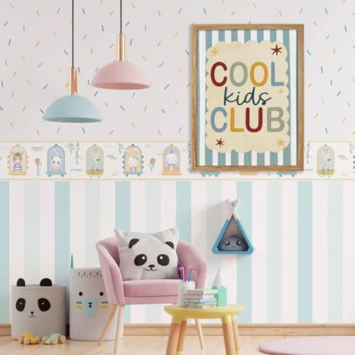 Framed 08x10 inch Trendy Preppy Blue Striped Wall Art Cool Kids Club Quotes Poster Modern Funny Toddler Canvas Prints for Kids Playroom Bedroom Wall Decor - Image 6