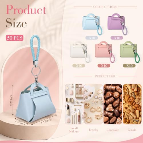 Kacctyen 30 Pcs Leather Purse Gift Bags with Keychain Handle Small PU Bags - Image 2