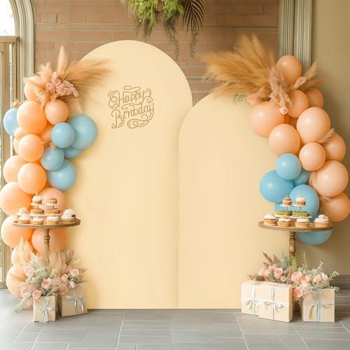 Champagne Arch Covers 2 Set 7.2 and 6ft Champagne Arch Backdrop Cover Spandex Fitted Wedding Arch Stand Covers for Birthday Party Baby Shower Bridal Shower Wedding Banquet Photo Balloon Arch Backdrop - Image 4