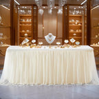 Champagne Tablecloth for 8 Foot Rectangle Tables with Tulle Table Skirt - Image 7