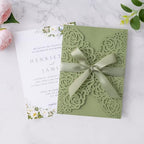 ponatia 25PCS Sage Green Laser Cut Invitation sleeves - Image 5