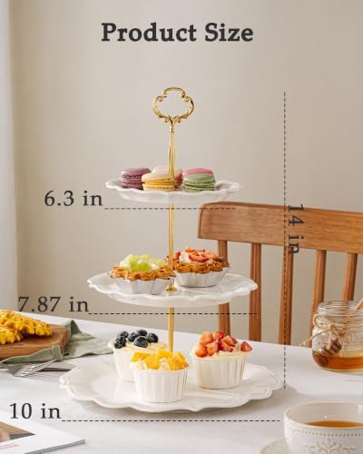 3 Tier Cupcake Stand, Ceramic Tiered Serving Stand - Image 2