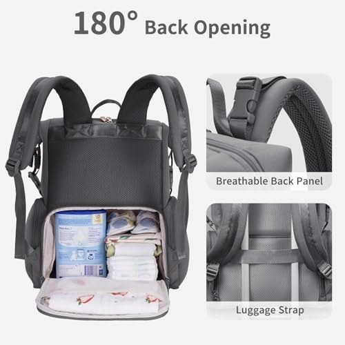 CEI-CEI Neoprene Diaper Bag Backpack Large Newborn Baby Maternity Bags Waterproof Travel Tote for Mom Dad with Insulated Pockets,Changing Pad - Image 4