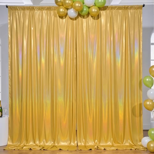 10x10ft Gold Sequin Backdrop Curtains Wedding Party Glitter Curtain Backdrop Fabric Shimmer Drapes Backdrop Bridal Baby Shower Birthday Christmas Photoshoot Background Photography 5x10FT，2 Panels by LittleFunny