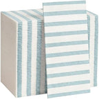 100 Pack Striped Linen-feel Napkins Bulk Striped, Blue by Janlaugh