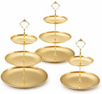 3 Tier Gold Cupcake Stand 3 Pack, Stainless Steel Tiered Dessert Stand 3 Layer Cupcake Display Tower with 2 Tier Cake Stand for Wedding Birthday Party Baby Shower by Unknown