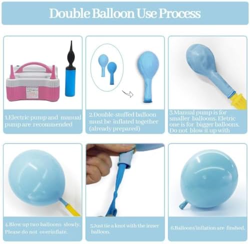 Pastel Balloon Arch Kit Double Stuffed Light Pink Blue Yellow Green Balloon Garland Gingham Heart Foil Balloons for Birthday Baby Shower Gender Reveal Wildflower Tea Party Decorations - Image 5