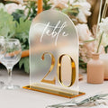 HOODO Frosted Arch Acrylic Wedding Table Numbers 1-20 with Stands, 5"x7" Arched Acrylic Signs with 3D Gold Numbers, Frosted 3D Table Numbers for Wedding Reception by Unknown
