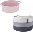 COMSE Small Woven Basket with Gift Bags and Ribbons, Gift Basket Empty, and Large Storage Basket, Large Blanket Baskets, Laundry Hampers by COMSE