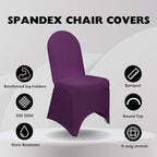 YOUR CHAIR COVERS - 50 Pack Stretch Spandex Banquet Chair Covers - Eggplant, Wedding Slip Covers, Premium Quality Chair Cover - Image 2