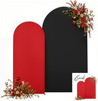 Black Red Arch Backdrop Cover Set of 2 Spandex Arch Covers 7.2 and 6ft Wedding Arch Stand Cover Bridal Baby Shower Photo Stretchy Backdrop Arch Cover Birthday Party Arch Covers by HBBMAGIC
