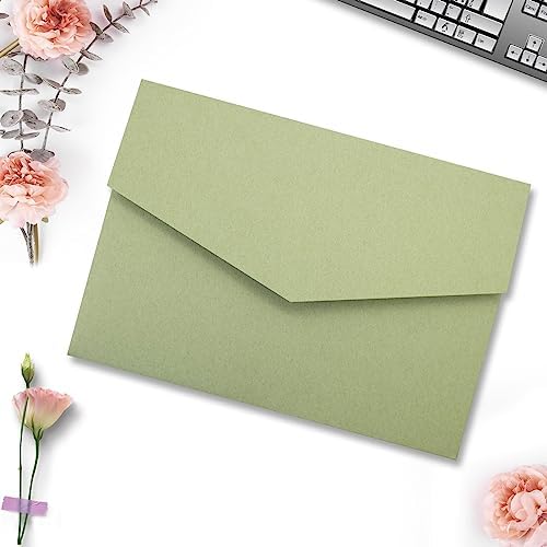 25 Pieces A7 Pocket Invitations (5.12 x 7.09) Trifold Wedding Invitation Cards for 5x7 Invites Wedding Bridal Shower Engagement Birthday Sweet 16 (Matte Sage Green) - Image 5