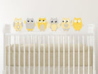 Owl Fabric Wall Decals, Set of 6 Owls Wall Stickers, 10"" Tall, Orange, Grey, White, Available in 4 Different Sizes, Non-Toxic, Reusable, Repositionable by Sunny+Decals