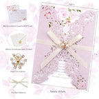 Glitter Purple Pink Wedding Invitations with RSVP and Envelopes Blank 50pcs - Image 2
