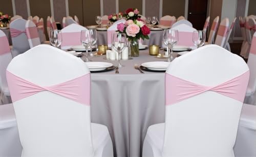 MDS Pack of 100 Spandex Chair Sashes Without Slider Buckles – Blush Pink - Image 6