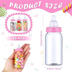 60 Pcs 4.5 Inch Baby Mini Milk Bottle Baby Shower Favor Fillable Feeding Bottle Candy Box Small Plastic Candy Container DIY Gift for Boy Girl Newborn Baptism Party Decor (Pink) - Image 2