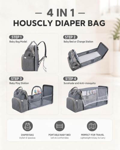 houscly Diaper Bag Backpack with Changing Station, 25L Large Capacity - Image 3
