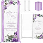 Floral Wedding Welcome Sign Stand with Satin Ribbon(Purple) by Unknown