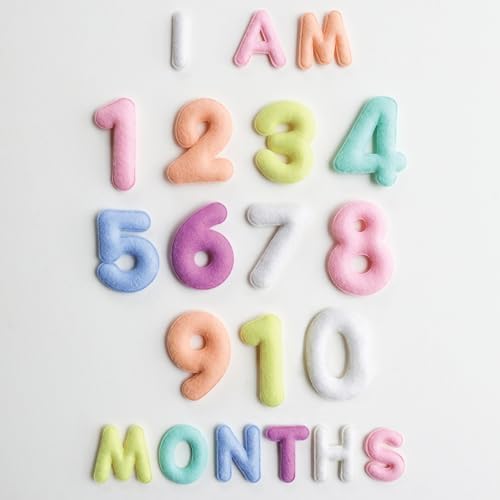 Lucy Darling Felt Baby Monthly Milestone Numbers – Signs & Photo Props – Soft Letters & Numbers for Baby Announcement, Newborn Photography – Pastel - Image 3