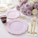 NOCCUR 175PCS Purple Plastic Plates with Gold Disposable Silverware - Include 50 Lavender and Gold Plastic Plates,25 Knives,25 Forks,25 Spoons,25 Cups and 25 Napkins - Wedding/Party/Spring - Image 6