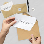 100 Pack Thank You Cards with Envelopes 100 Pack - 4x6 Thank You Cards with Envelopes for Baby Shower, Weddings, Birthdays, Graduations and Small Business with 120 Stickers & Free Pen (White & Black) - Image 5