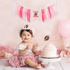 Girls First Year Down Birthday Decorations - Pink Football Theme Party Highchair Banner Set, Sports Touchdown Cake Smash Photo Props, 1st Birthday Cake Topper And Crown For Girls, Baby Shower Decors - Image 3