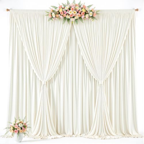 20x12ft Ivory Backdrop Curtains, Cream Drapes for Backdrop Ivory Draping Fabric for Wedding Party Bridal Baby Shower Prom Birthday Graduation 5x12FT, 4 Panels - Image 4