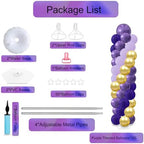 2 Balloon Arch Column Stand Kit, 100 Balloons, 6ft Adjustable, Purple Party - Image 2
