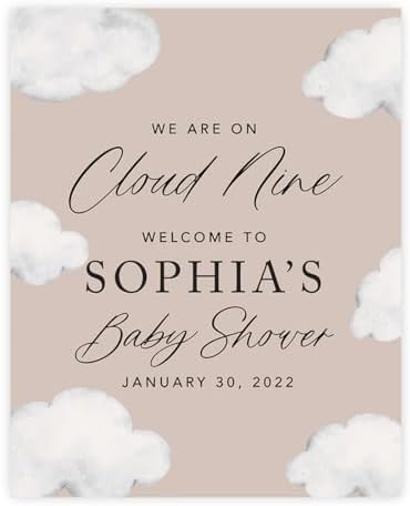 Andaz Press Personalized We Are On Cloud Nine Baby Shower Decorations, Gender Neutral On Cloud 9 Baby Shower Welcome Sign, Heaven Sent Decor, We Are Over the Moon Party Decorations, 16x20 Inch by AndazPress