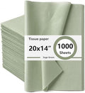 1000 Sheets Sage Green Tissue Paper Bulk, 20"X14" by Catlovecorn