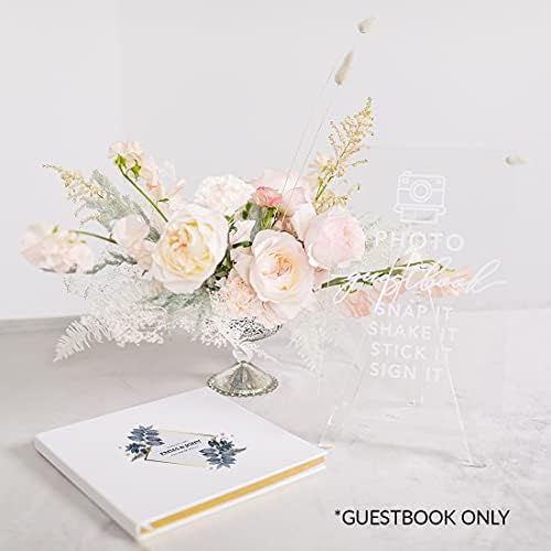 Andaz Press Personalized Wedding Guestbook with Gold Accents, Geometric Dusty Blue Leaves White Guest Sign in Guest Registry 120 Pages 8.5 X 8.5 Memories Book for DIY, Scrapbook, Photo Album - Image 3