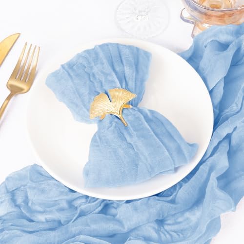 DeZerlor Baby Blue Washable Cheesecloth Napkins Set of 50 for Wedding Party - Image 3