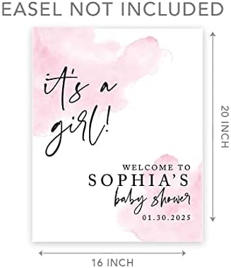 Andaz Press Custom Large Baby Shower Welcome Sign, 16" x 20", Watercolor Pink It's A Girl Personalized Canvas Welcome Sign, Signage Canvas Sign for Baby Sprinkle, Fall Baby Shower Decorations - Image 5
