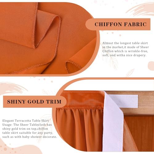 Terracotta Table Skirt 14FT Chiffon Table Skirting 2 Layer Rectangle Terracotta Tablecloth for Birthday Baby Shower Wedding - Image 7