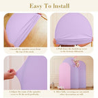 Pink and Purple Arch Cover 3 Set-7.2FT, 6.6FT, 6FT Arch Backdrop Cover Spandex Fitted 2-Color Fabric Stand Covers for Baby Shower Girls Mermaid Birthday Party Wedding Photo Background Decorations - Image 6