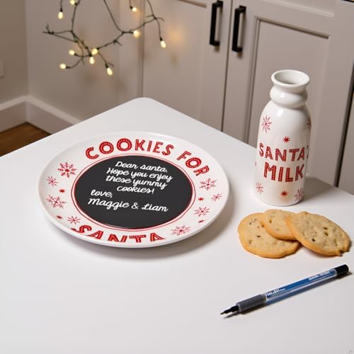 Holiday Santa’s Cookie and Milk Plate and Cup, Chalkboard Personalized Message with Included Chalk, Gift for Kids, Christmas Eve Tradition Play Set - Image 5