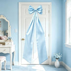 Large Blue Bow Decor, Double Layer Satin 80x20 Inches by TERSUM