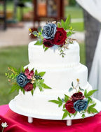 CherishedMoments 3Pcs Pre-Made Cake Flowers,Burgundy Wedding Cake Decor - Image 5
