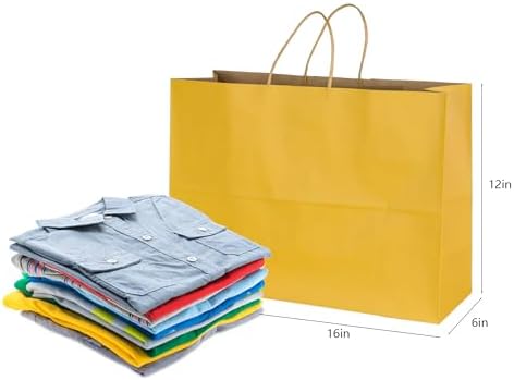 BLEWINDZ 70Pcs Large Paper Bags with Handles, 16x6x12 Inches Yellow Paper Shopping Bag for Small Business, Large Kraft Gift Bag Bulk for Grocery Mechandise Retail - Image 5