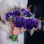 100 Pcs Artificial Rose Flowers, Purple - Image 5