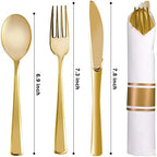 100 Pack Pre Rolled Gold Plastic Silverware Set - Image 2