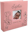Personalized Baby Girl Photo Album with Name and Date – Custom Floral Design Keepsake Memory Book for Newborn or Baby Shower by GiftsForYouNow