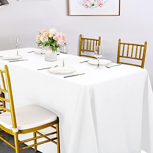6 Pack Tablecloth 90 x 132 inch Polyester Table Cloth for 6 Foot Rectangle Tables,Stain and Wrinkle Resistant Washable Fabric Table Covers Polyester White Tablecloths for Wedding,Party,Banquet - Image 5